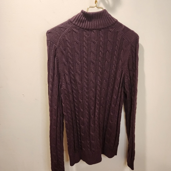 Land's End Drifter Burgundy Men's quarter zip 100% cotton Sweater size S - Picture 3 of 9